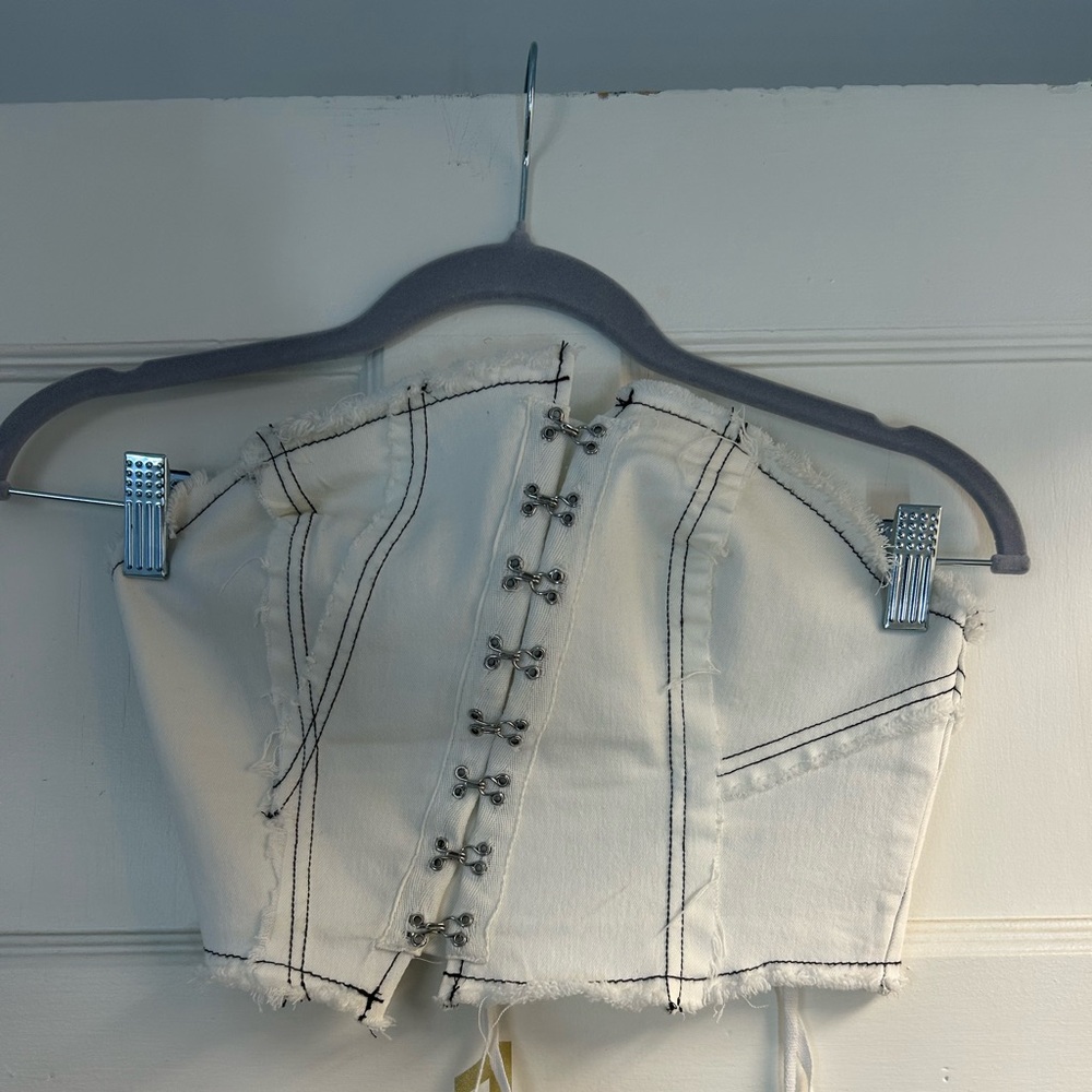 Urban Outfitters Women's White Denim Corset Top